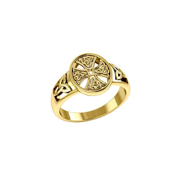 Celtic Cross 14 K Solid Gold Ring GRI2292 - Jewelry